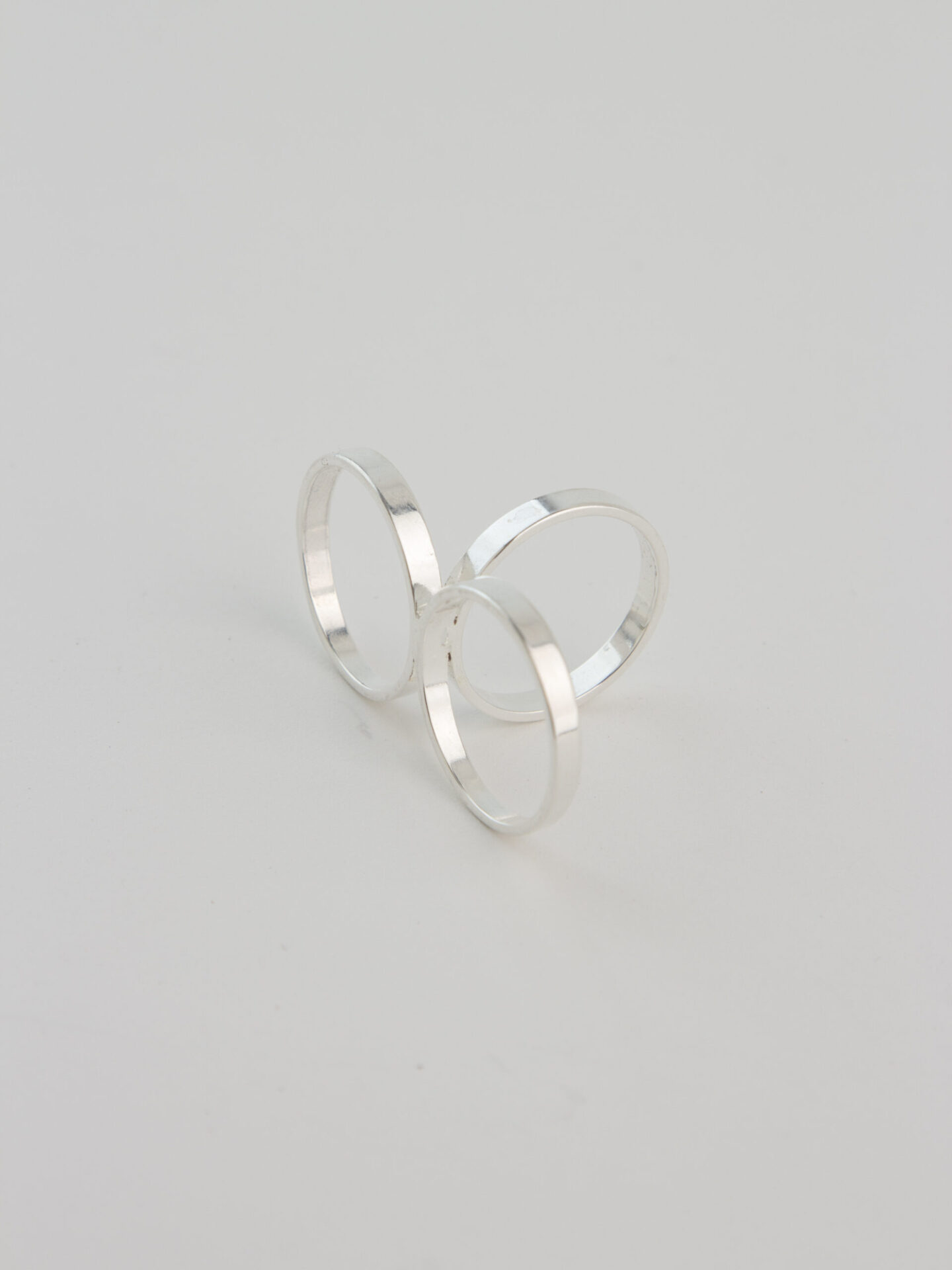 2 Circles Silver-Plated Handmade Ring