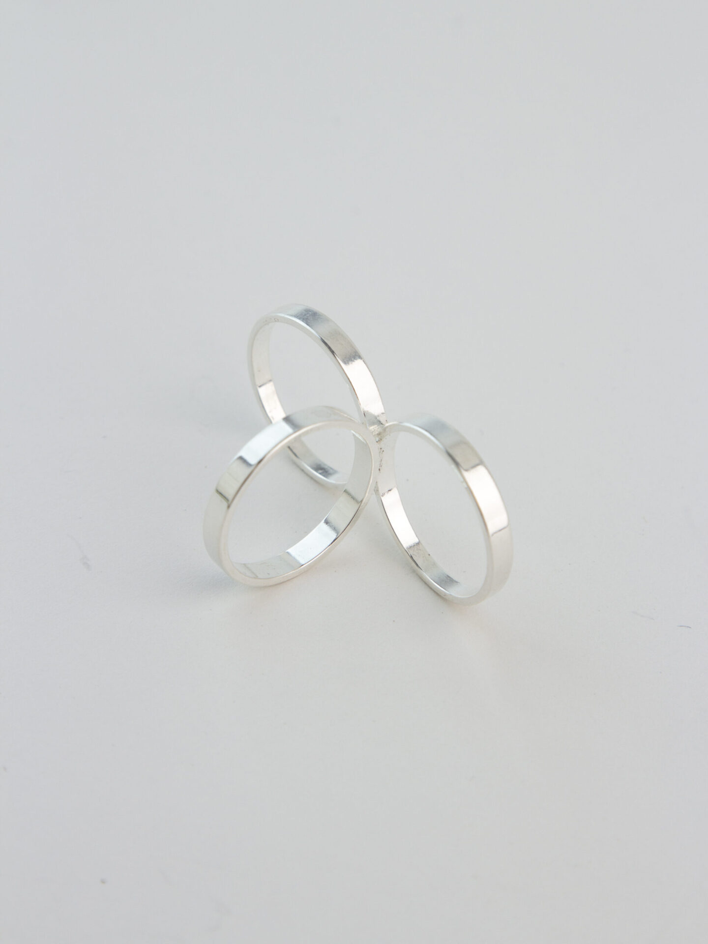 2 Circles Silver-Plated Handmade Ring