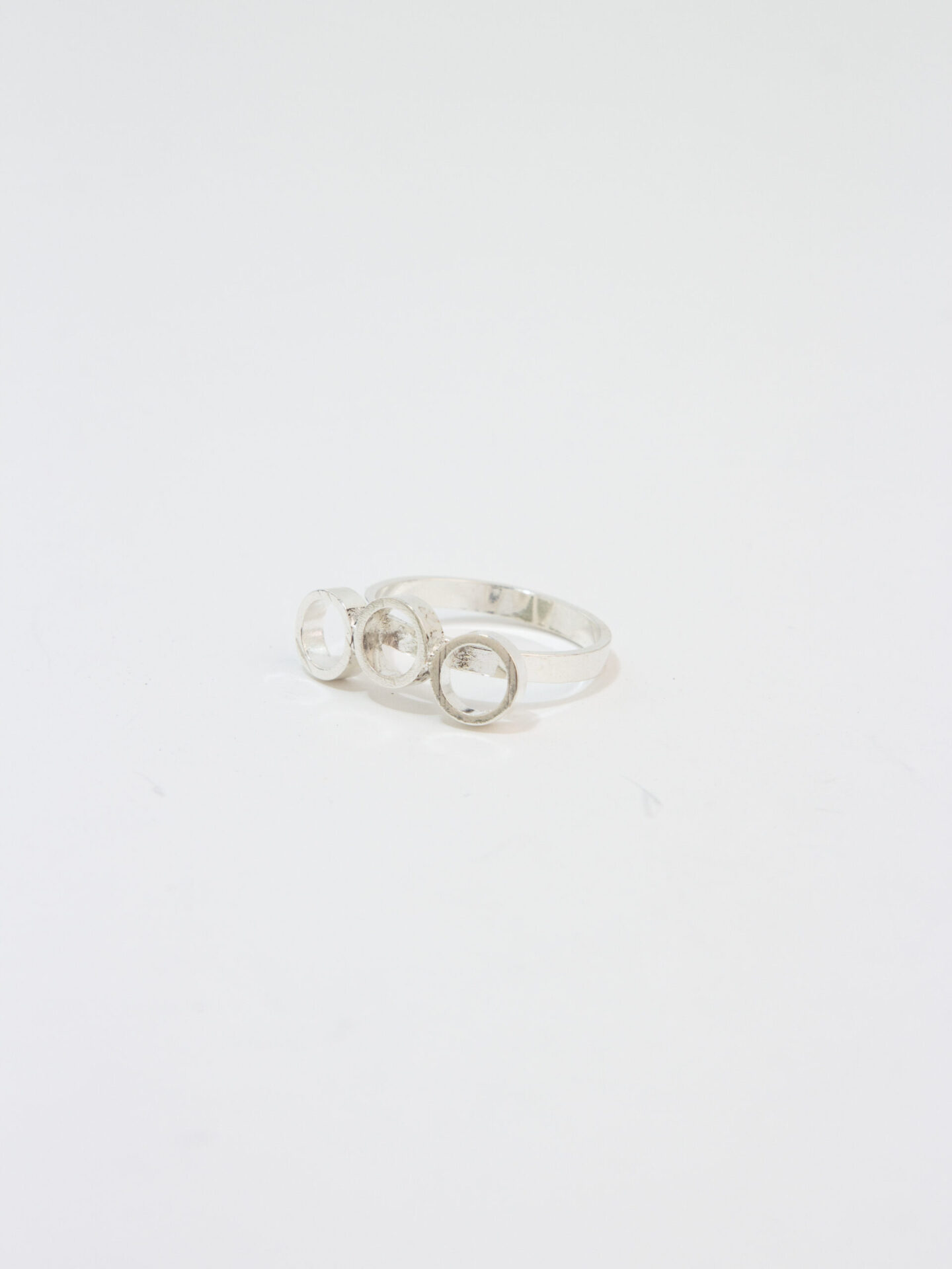 3 Mini Circles Silver-Plated Handmade Ring