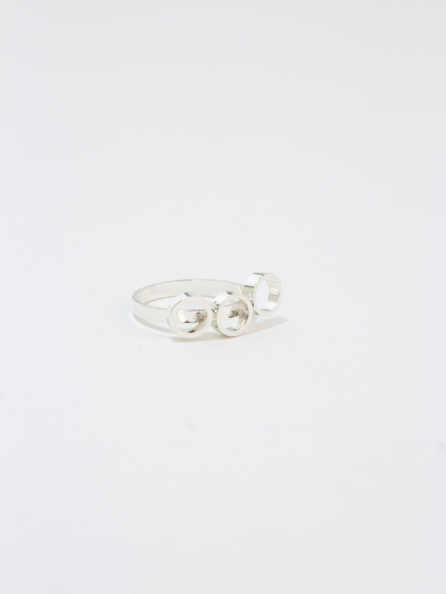 3 Mini Circles Silver-Plated Handmade Ring