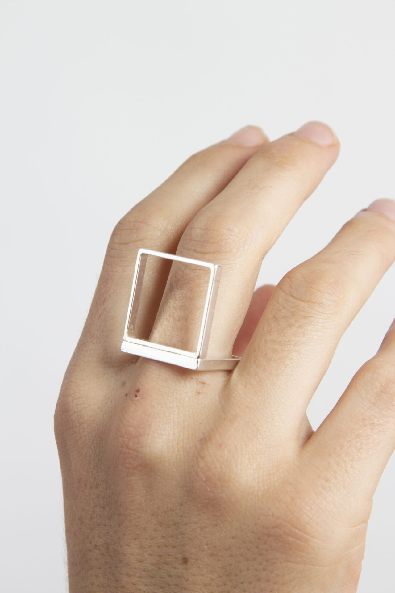 Handmade Silver-Plated Square Ring