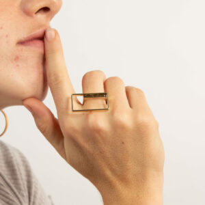 Gold-Plated Rectangle Handmade Ring