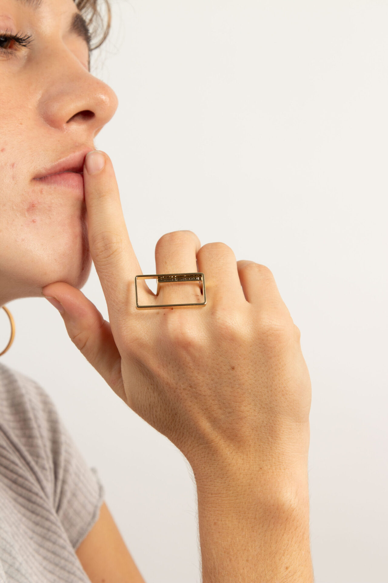 Gold-Plated Rectangle Handmade Ring