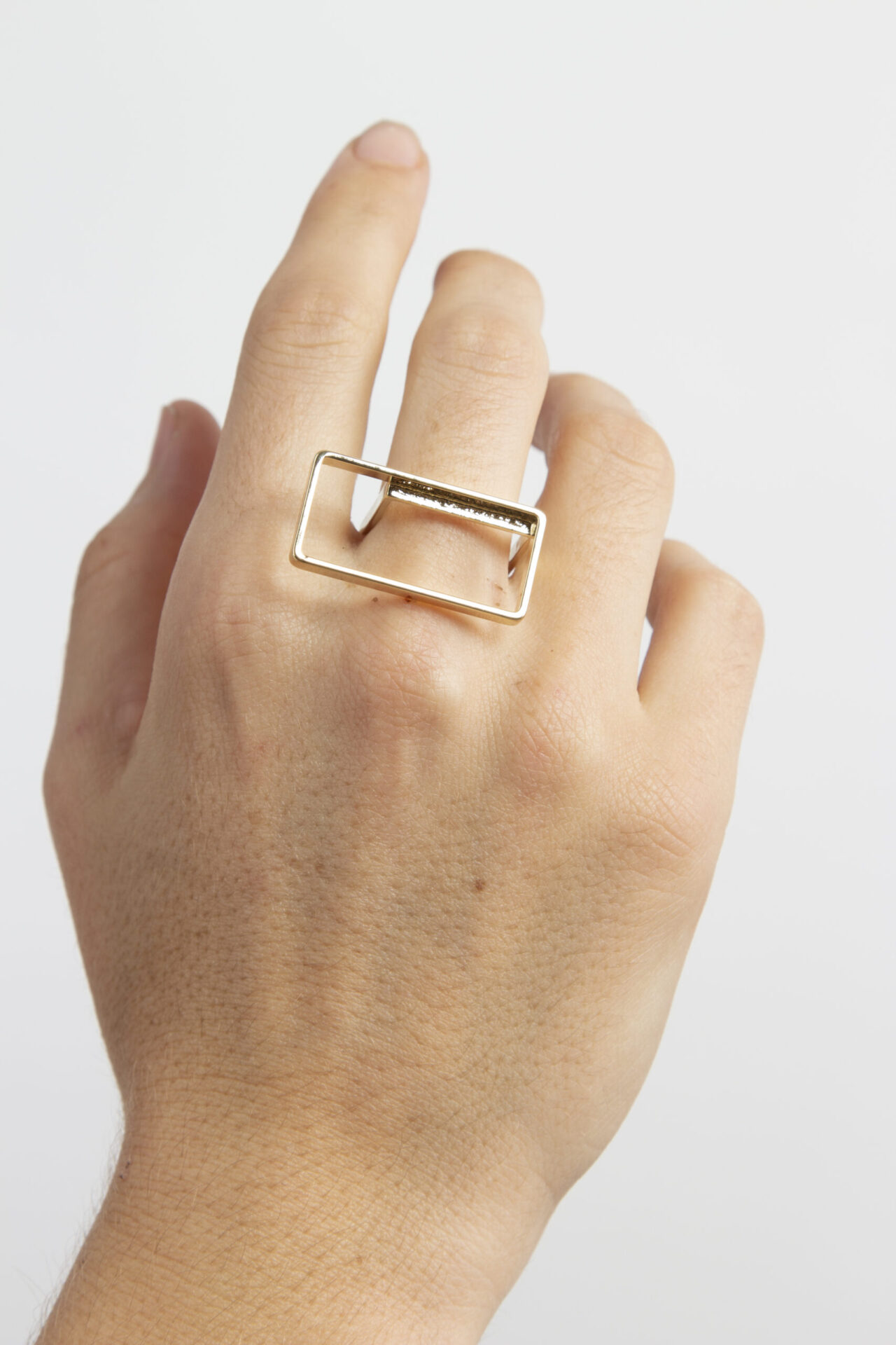 Gold-Plated Rectangle Handmade Ring