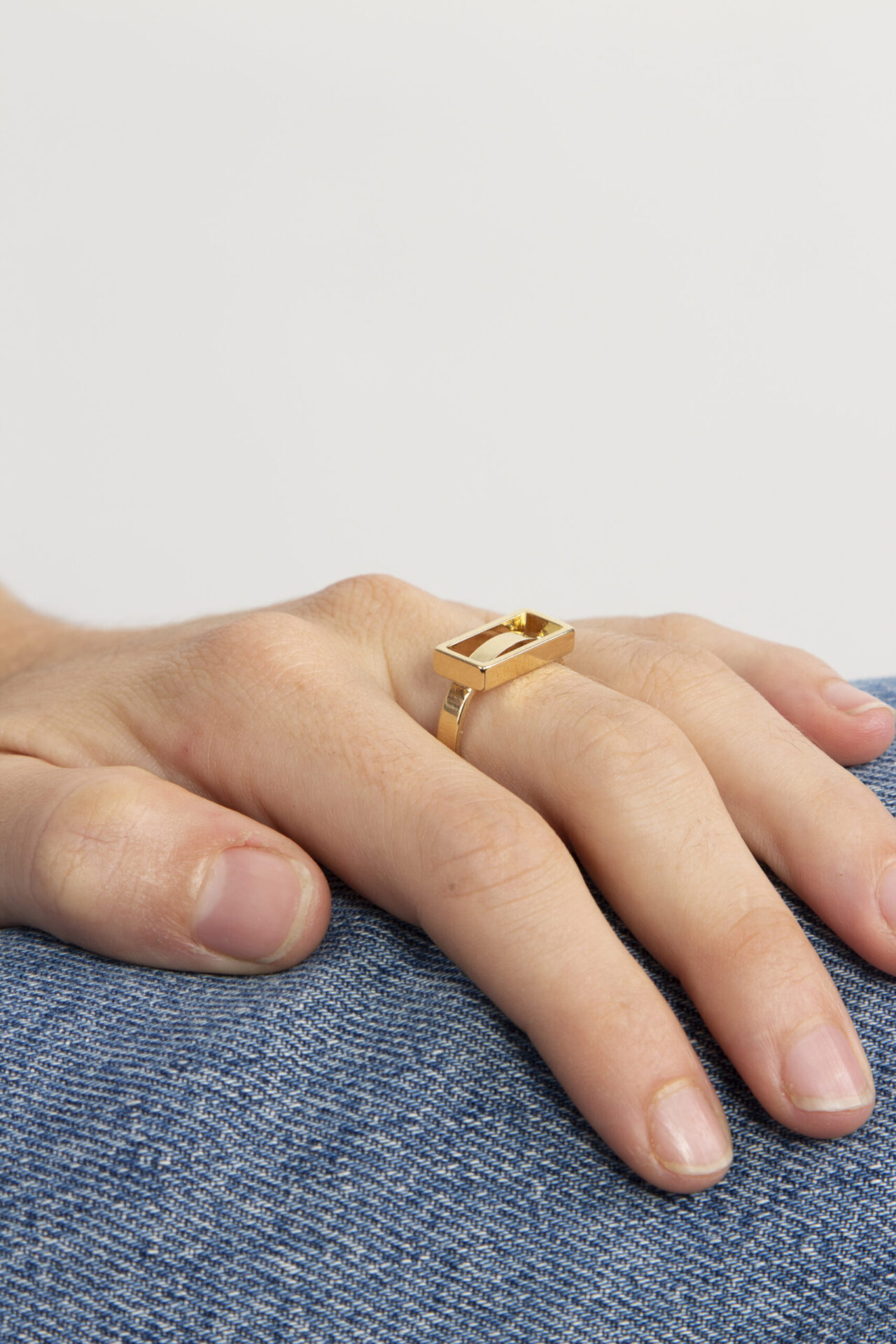 Small Gold-Plated Handmade Rectangle Ring