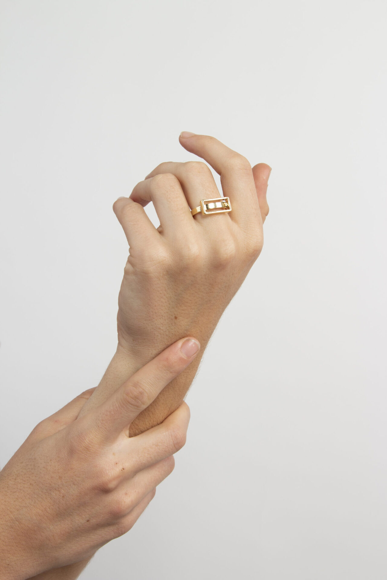 Small Gold-Plated Handmade Rectangle Ring