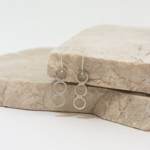 3 Small Circles Gold-Plated Handmade Earrings.