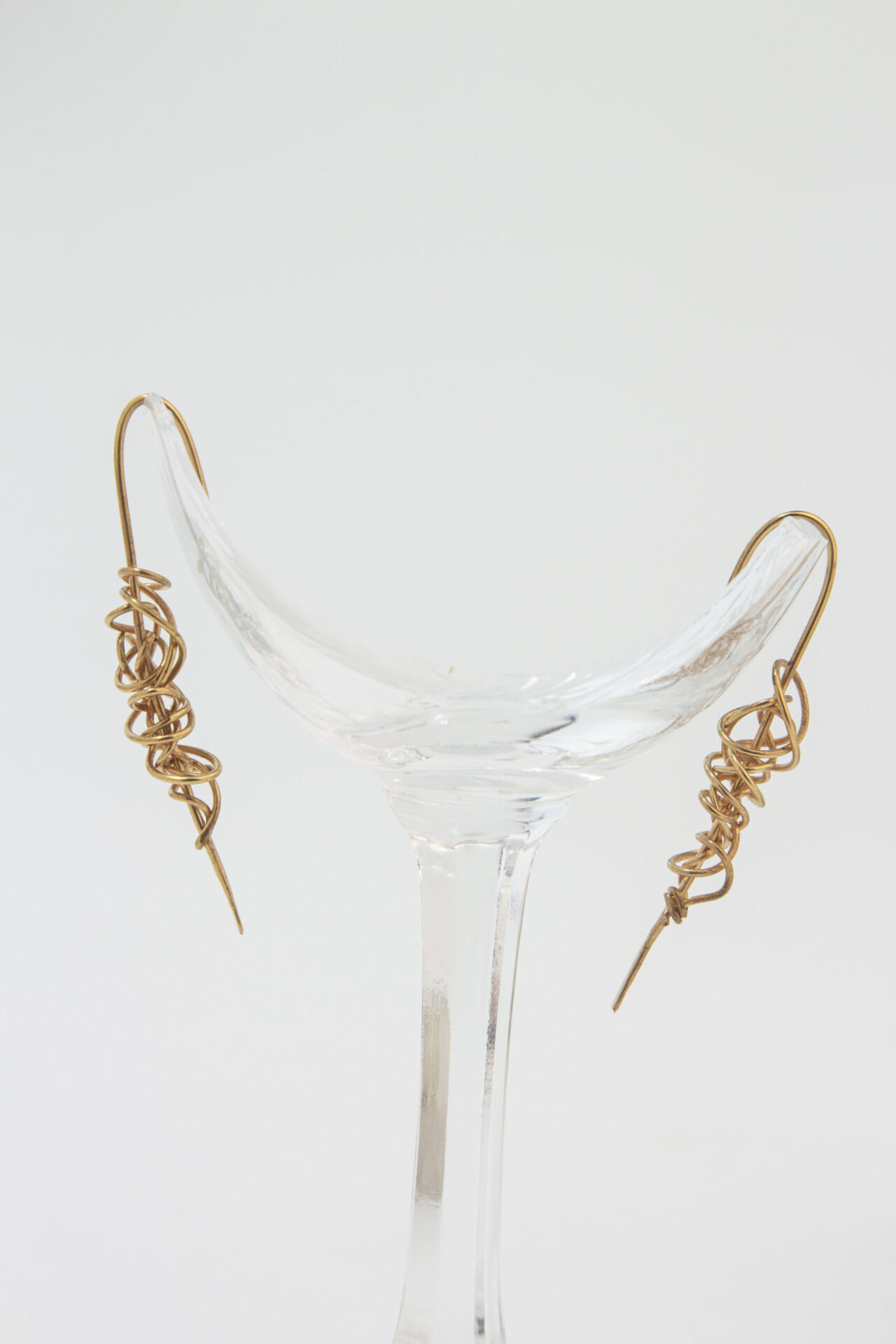 Tangled Line Gold-Plated Handmade Earrings