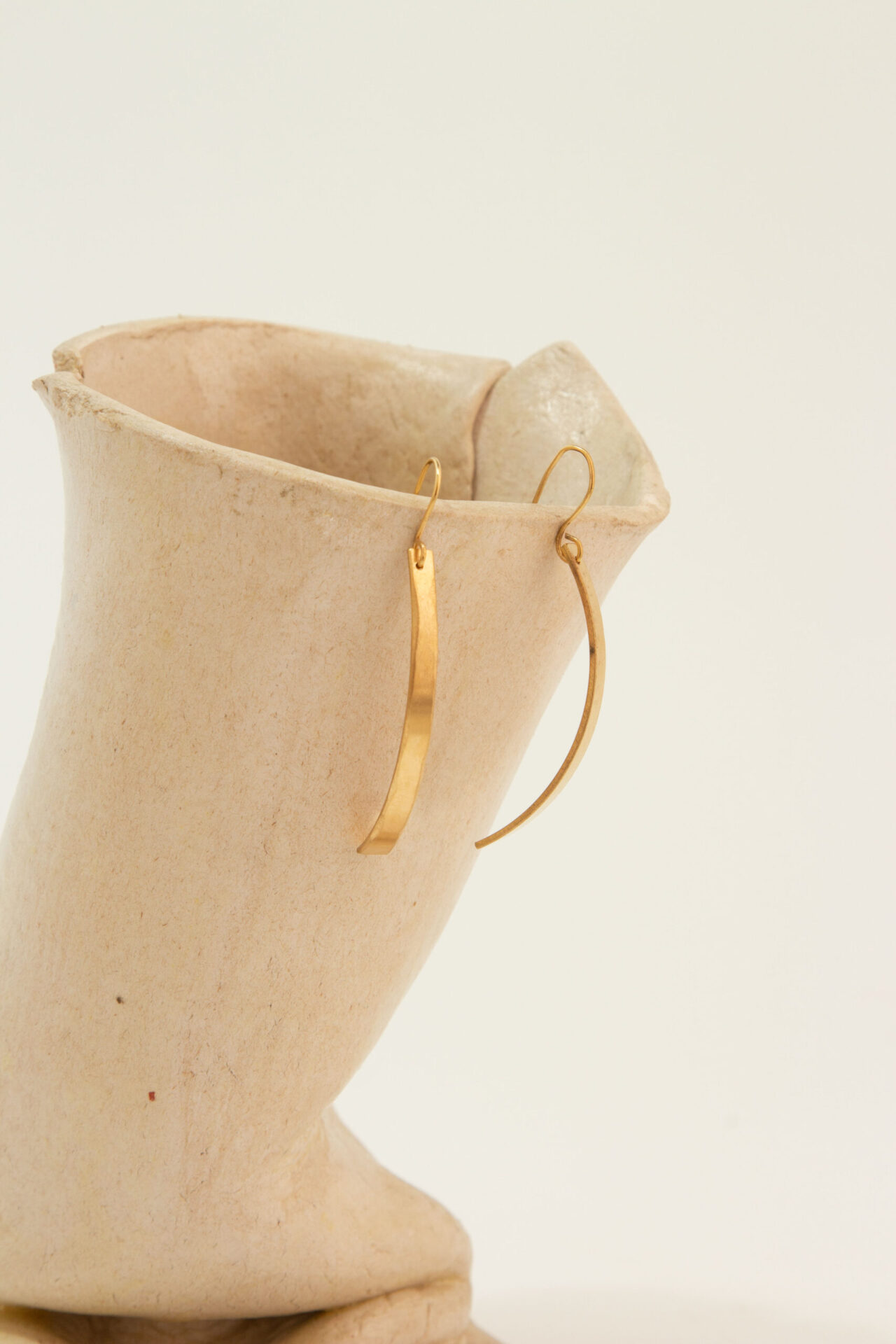 Moon Shaped Handmade Gold-Plated Earrings