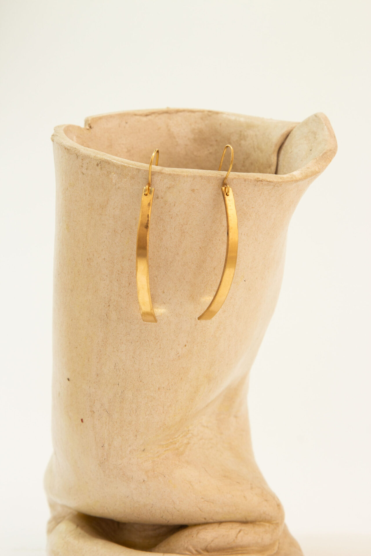 Moon Shaped Handmade Gold-Plated Earrings