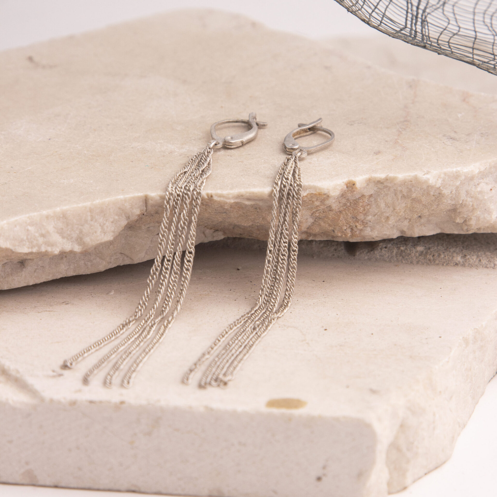 Handmade Silver-Plated Tassle-Like Earrings