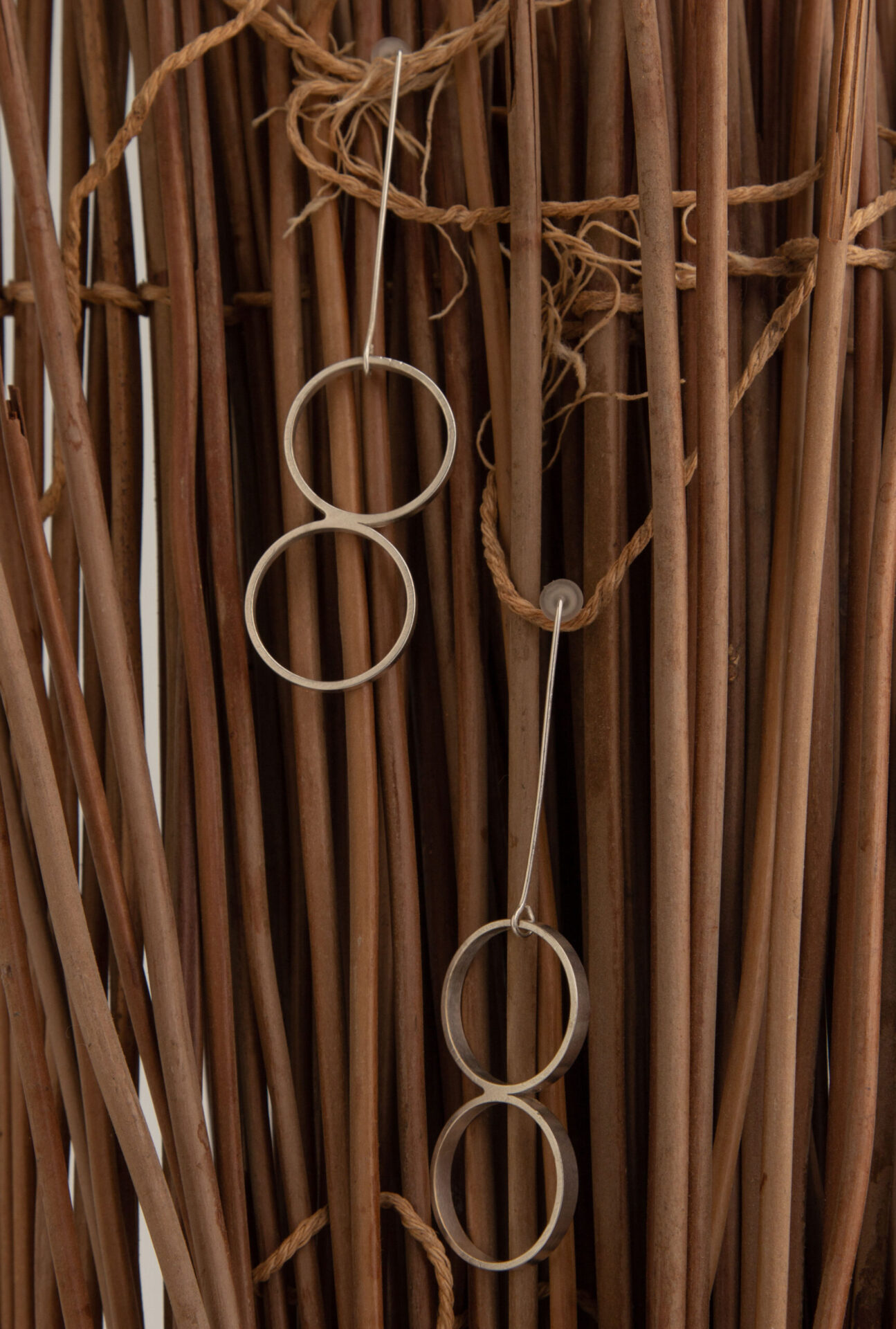 Handmade 2 Looped Silver-Plated Earrings