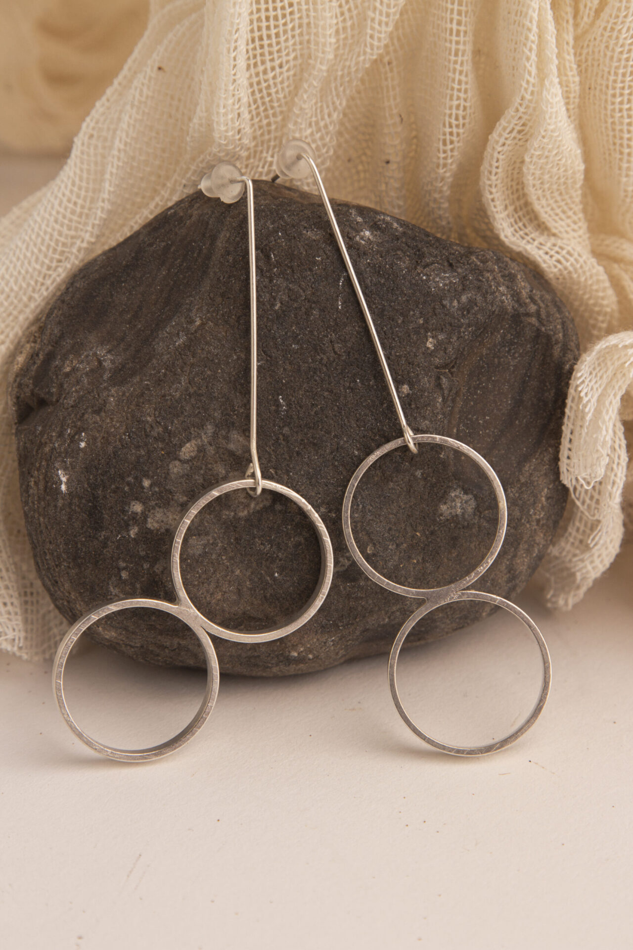 Handmade 2 Looped Silver-Plated Earrings