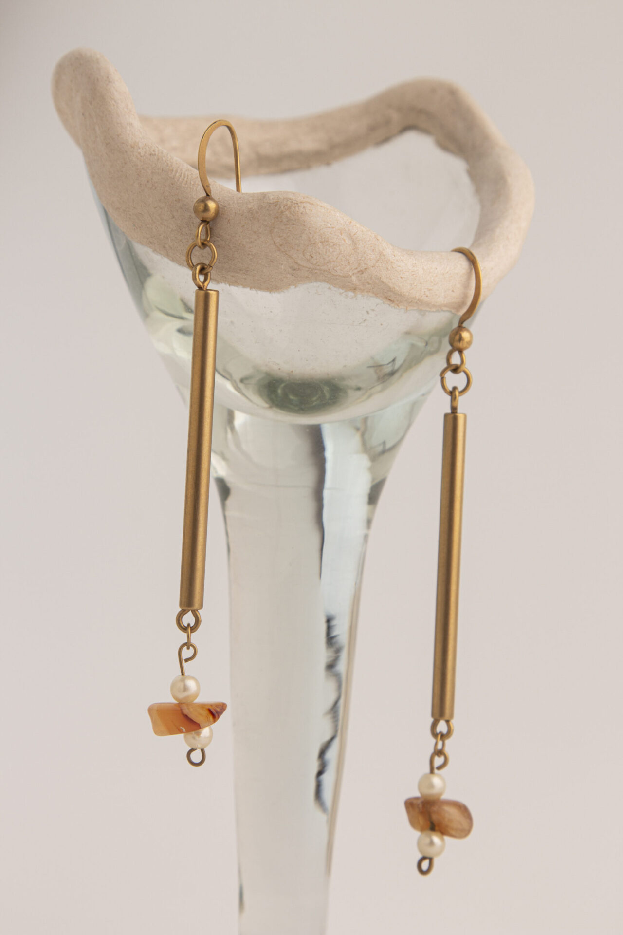 Gold-Plated Earrings with Opal Stone