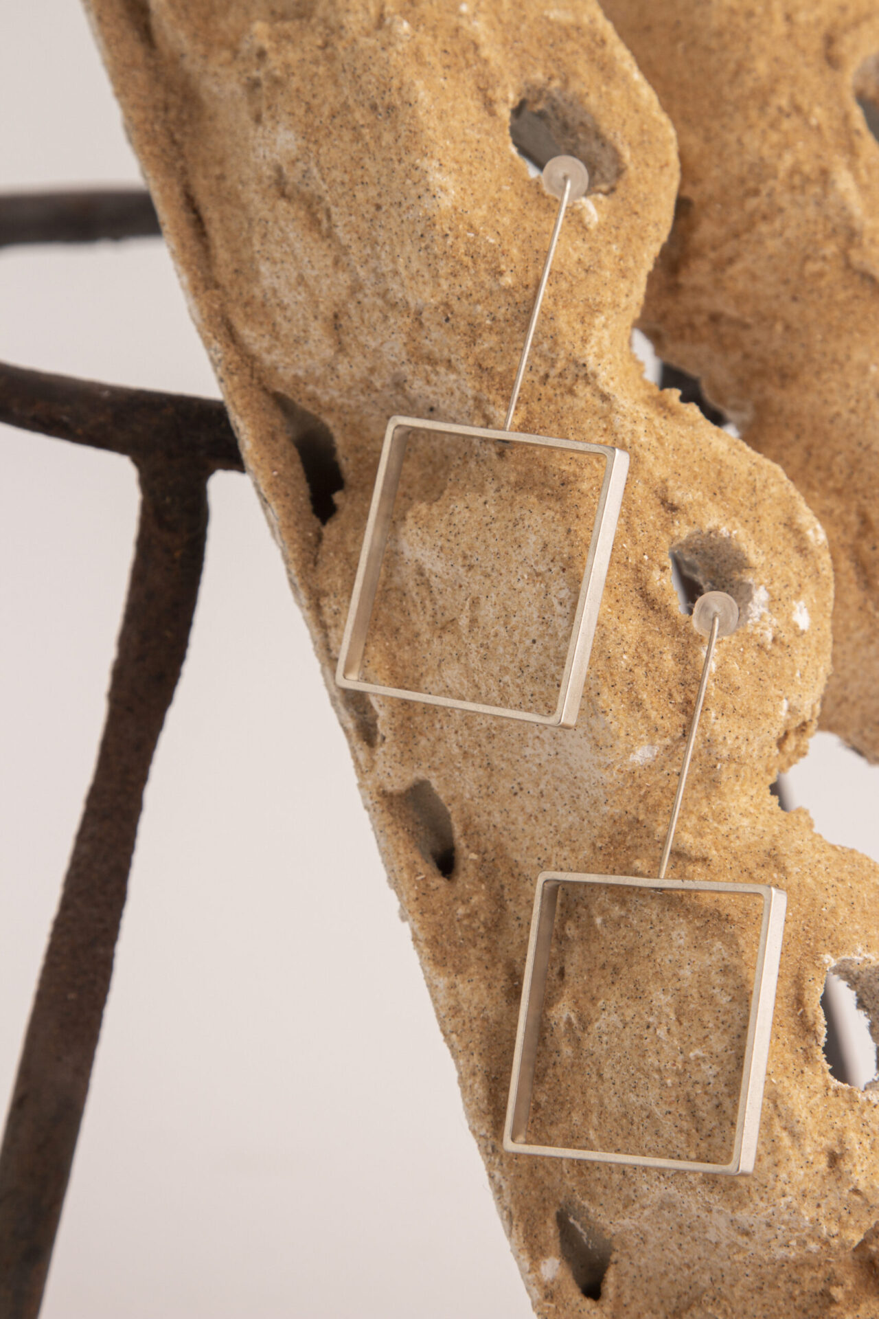 Silver-Plated Square Earrings