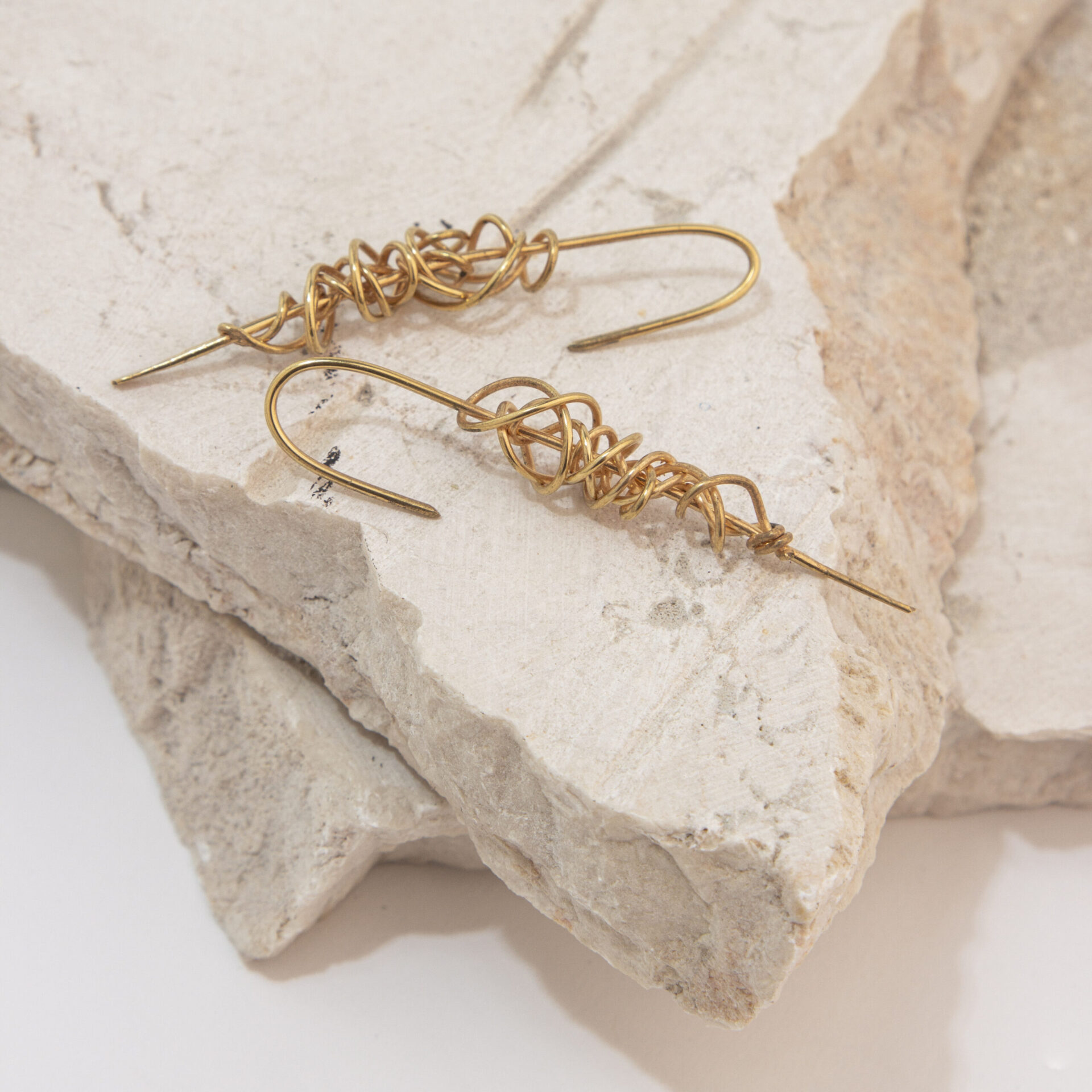 Tangled Line Gold-Plated Handmade Earrings