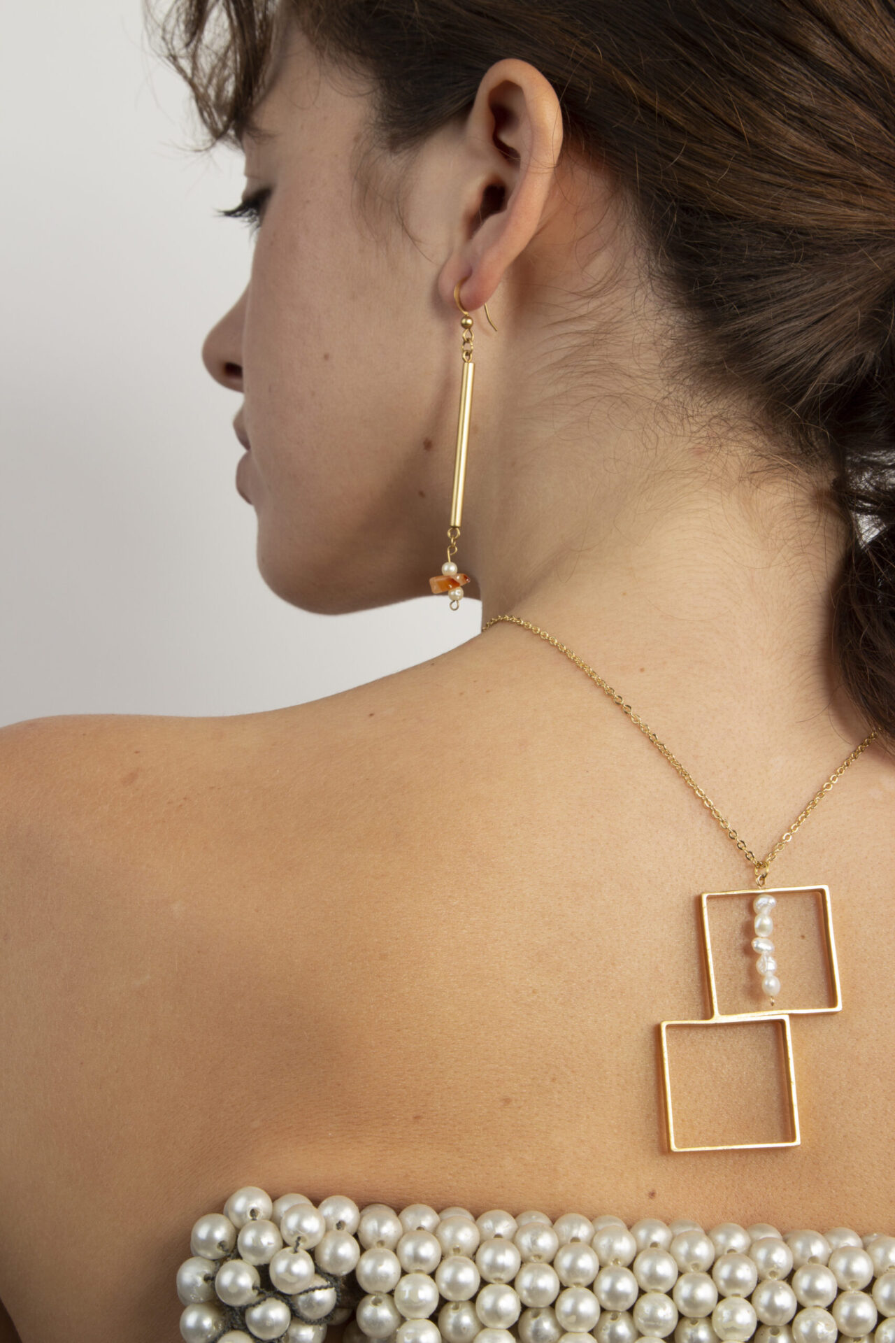 Gold-Plated Earrings with Opal Stone