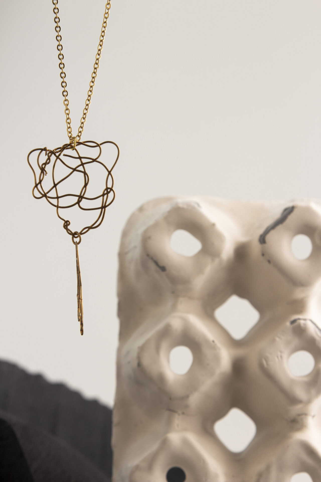 Handmade tangled Gold-Plated necklace.