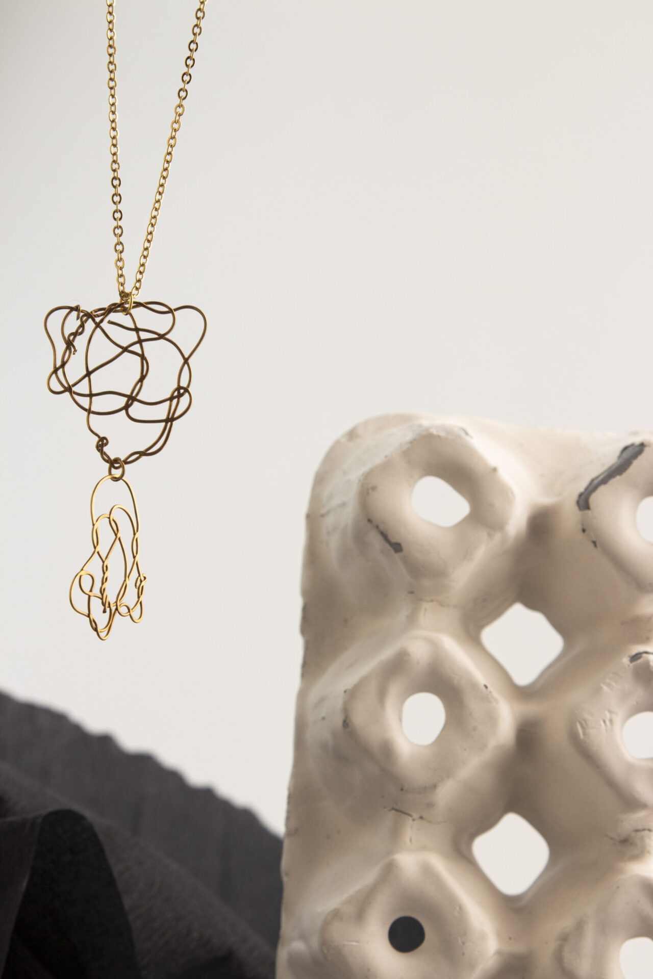 Handmade tangled Gold-Plated necklace.