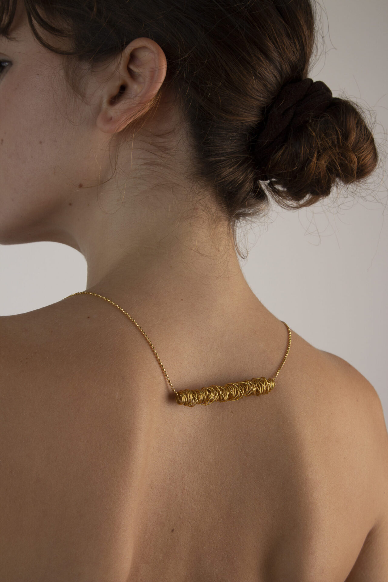 tangled line Gold-Plated handcrafted necklace.